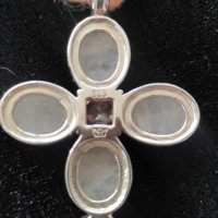 Сребърен комплект кръст и обеци, снимка 3 - Колиета, медальони, синджири - 43956453