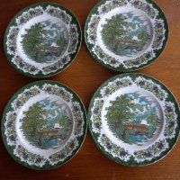 Четири красиви чинии Bounty cottage Royal Tudor froke on Trent, снимка 1 - Чинии - 40619751