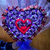 ‼️ЗАПОВЯДАЙТЕ 💜 Голям, шоколадов букет -сърце "MY LOVE" 💝🍫, снимка 4 - Подаръци за жени - 44132378