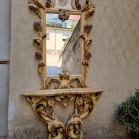 Италианска барокова конзола с огледало 015, снимка 1 - Огледала - 37992551