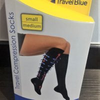 Промо оферта: компресивни висококачествени чорапи "Тravel Blue",S, за пътувания или за стоене/седене, снимка 1 - Дамски чорапи - 38278787