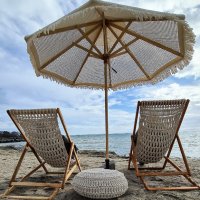 Ръчно плетени столове от макраме тип шезлонг за плаж ,бар , ресторант, снимка 2 - Градински мебели, декорация  - 39448348