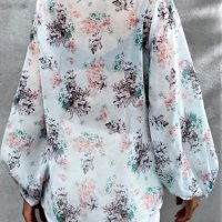 Флорална блуза, Елегантна блуза, Ефектна блуза, снимка 2 - Блузи с дълъг ръкав и пуловери - 43243862