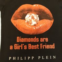 PHILIPP PLEIN маркова тениска "Устни и Диаманти". С камъни + памук и еластан. , снимка 11 - Тениски - 37423503
