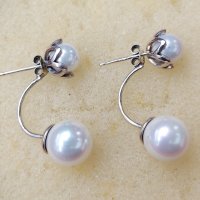 Сребърни обеци с естествени бели сладководни перли / проба s925 , снимка 3 - Обеци - 32696047