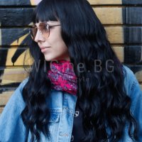 Дълга на вълни черна перука с бретон Мег, снимка 1 - Аксесоари за коса - 38371699