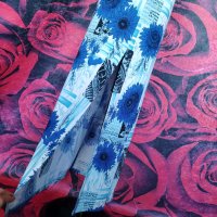 Дълга синя рокля на слънчогледи М, снимка 2 - Рокли - 37618896
