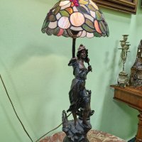 Прекрасна голяма антикварна френска фигурална лампа , снимка 4 - Антикварни и старинни предмети - 43685482