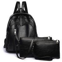 Дамска раница от висококачествена кожа с подарък малка чанта и портмоне, снимка 1 - Раници - 43010030