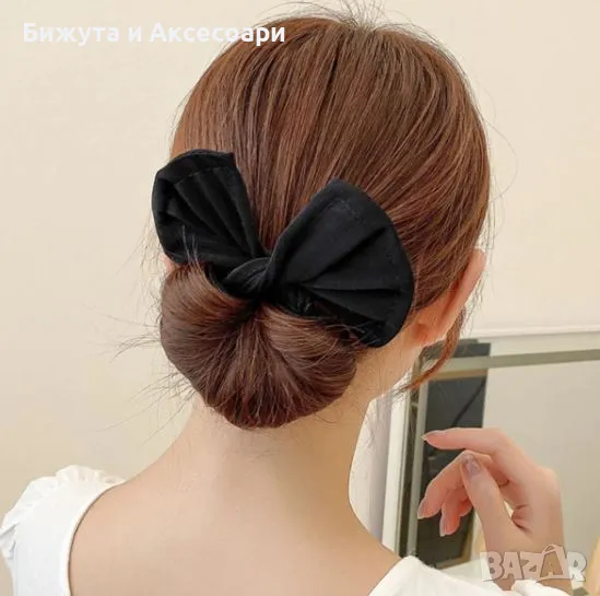 Черна лента за кок с огъваща се тел, снимка 1