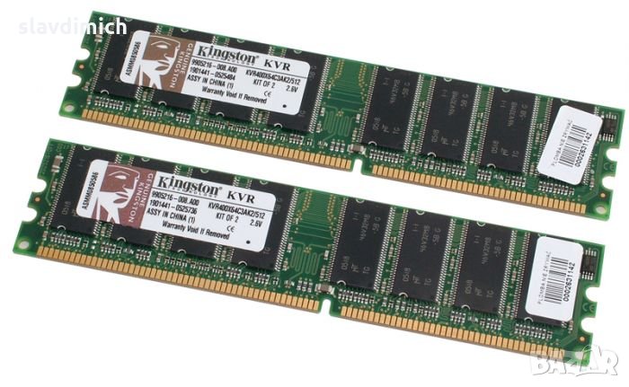 Рам памет RAM Kingston модел KVR400X64C3AK2 1 GB DDR1 400 Mhz честота, снимка 1