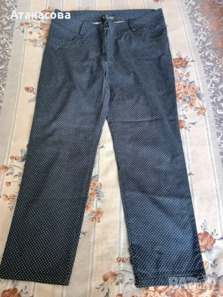 Дамски панталон - синьо с бели точки, снимка 1