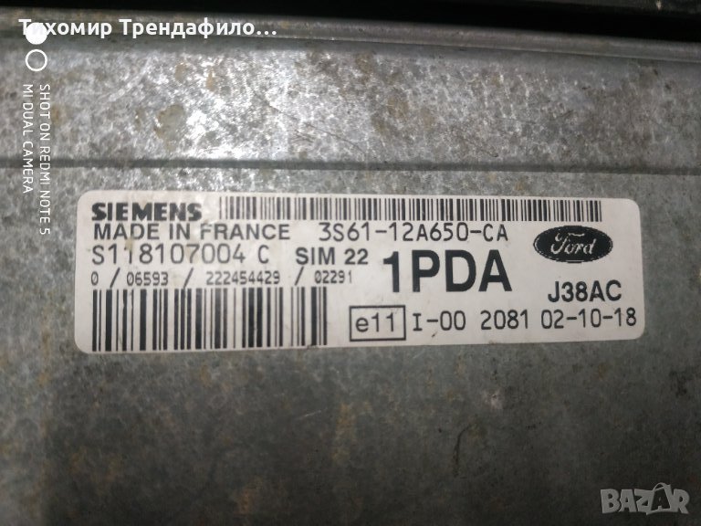 ECU FORD FIESTA 1.4, SIEMENS S118107004 C, S118107004C, 3S61-12A650-CA, 3S6112A650CA, SIM22, SIM 22,, снимка 1