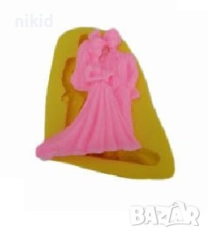 Булка и Младоженец двойка младоженци сватбен сватба силиконов молд форма калъп фондан гипс, снимка 1