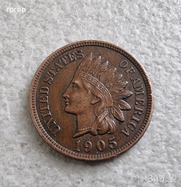 Монета. САЩ.  1 цент . 1905 година. Спукана матрица. В отлично състояние., снимка 1