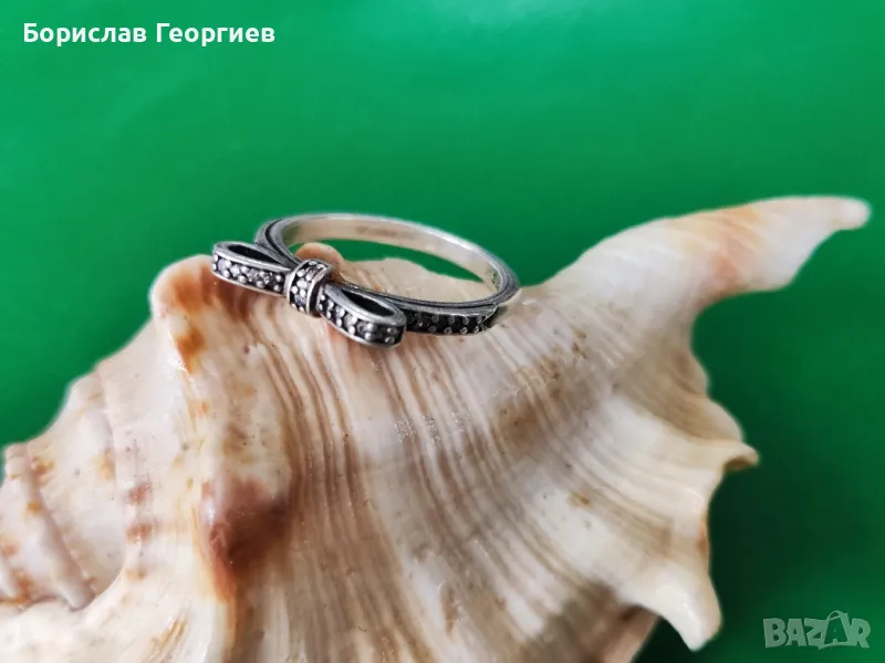 Оригинален сребърен пръстен панделка pandora, снимка 1