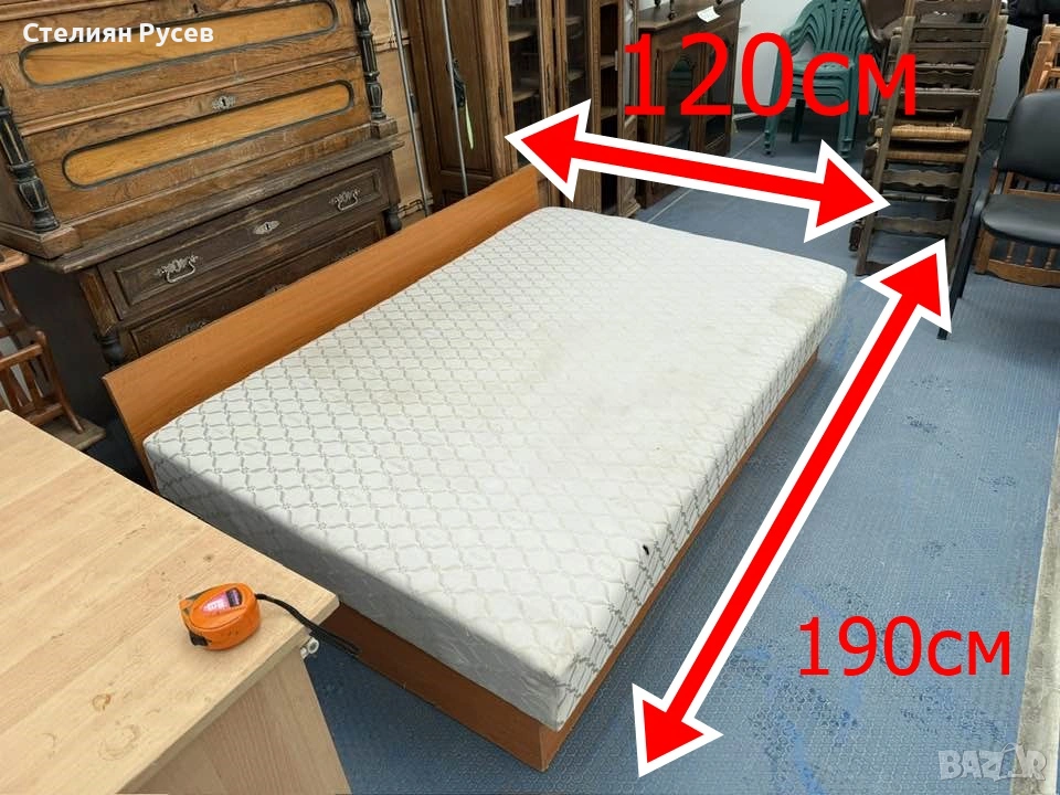 1301   легло с матрак от дърво 190/120см цена 80 евро  или 156,47 лвсмр -190см / 120см широко -еднол, снимка 1