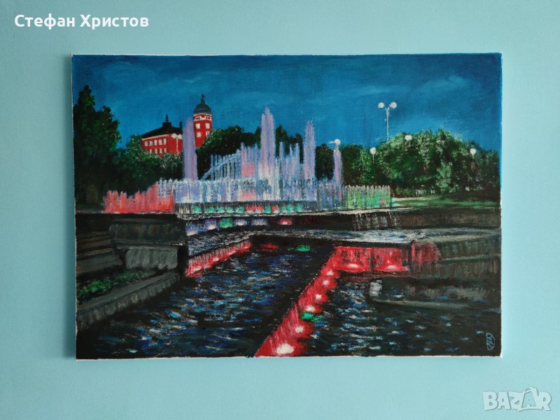 картина "Блясъкът на Каскадата", м. бои, платно 70х50 см., снимка 1