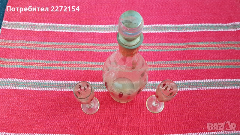 Гарафа бутилка с 2 чаши, снимка 1