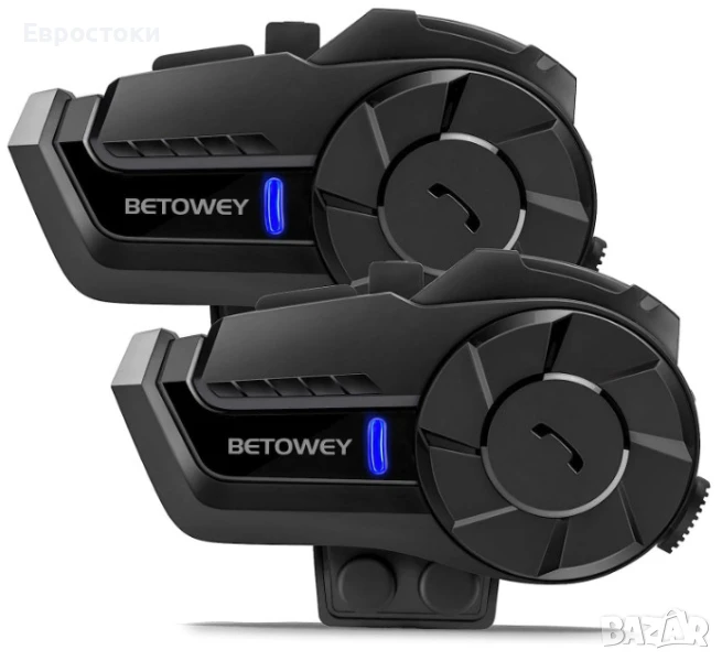 Мотоциклетна комуникационна система BETOWEY B2X, двойна (2 слушалки), Bluetooth интерком за каска, снимка 1