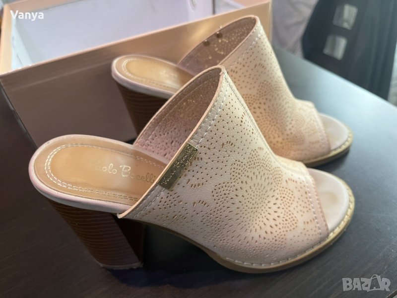 Дамски чехли с широк ток, снимка 1