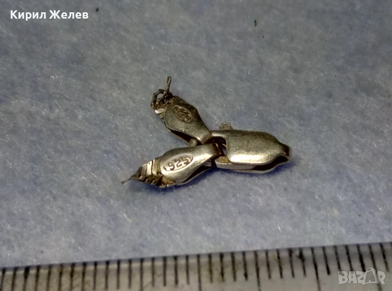 СТАРА СРЕБЪРНА КАРАБИНКА ЗАКОПЧАЛКА За КОЛИЕ ЛАНЕЦ ВЕРИЖКА ГРИВНА СРЕБРО 925 ПРОБА 47667, снимка 1