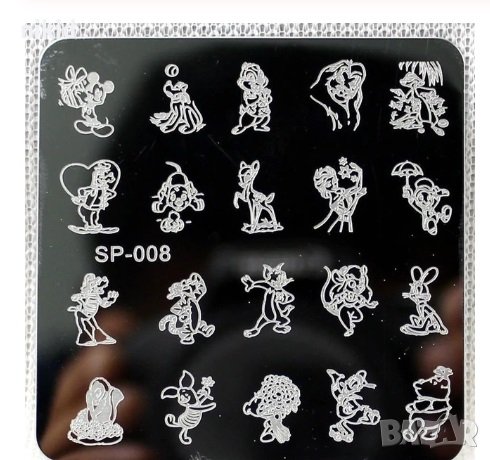 SP-008 Дисни Герои квадратна плочка / щампа шаблон за печат на нокти, снимка 1