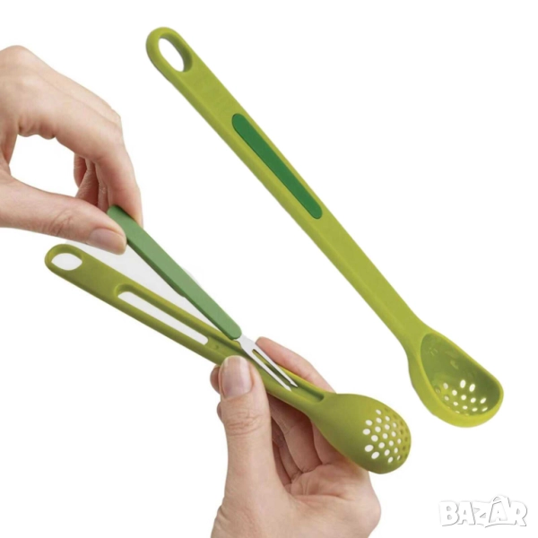 Комплект лъжица и вилица за маслини 2 в 1, Зелена, снимка 1
