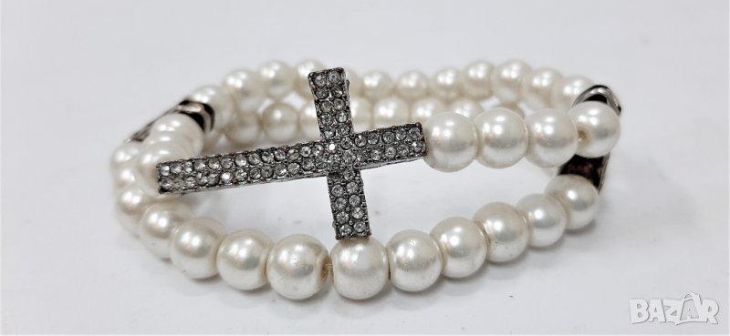 Гривна перли с кръстче(1.4), снимка 1