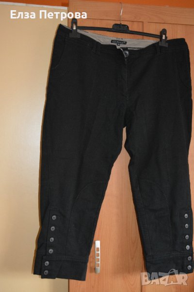 Интересен есенен черен памучен панталон със 7/8 крачол, снимка 1