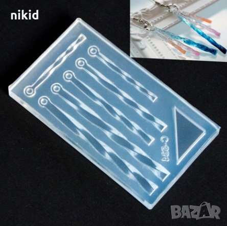 6 фини тънки висулки силиконов молд калъп форма за бижутерски сладкарски смола изделия, снимка 1