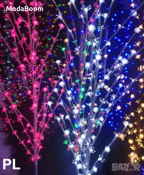 Коледно Бяло/синьо светещо дърво разноцветни 220 бр. LED, снимка 1