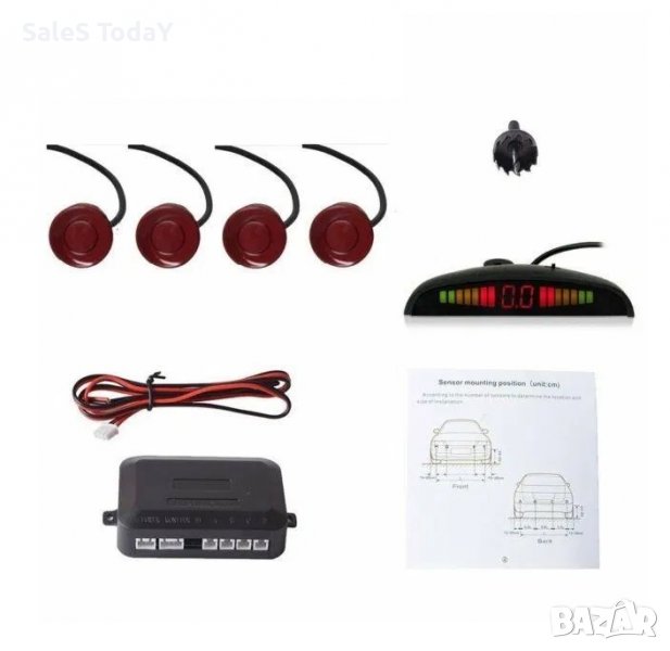 Парктроник бял, син, червен и тъмно сив с 4 датчик , снимка 1