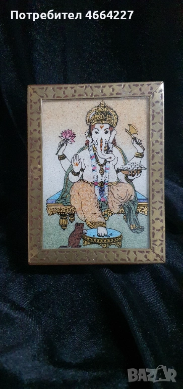 Ръчно изработена дървена кутия с изображение на бог Ганеша, снимка 1