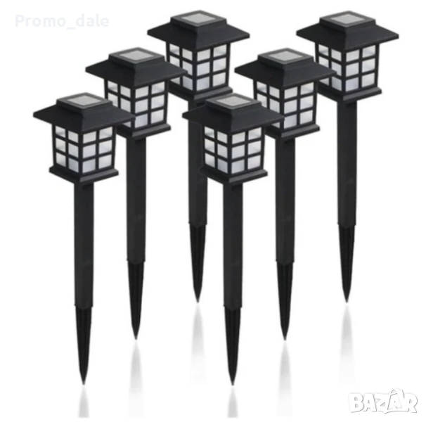 Комплект от 6 броя външна соларна лампа тип къщичка ( ретро фенер ), снимка 1