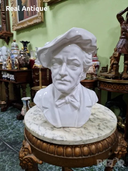 Голям антикварен колекционерски порцеланов бюст фигура статуетка , снимка 1
