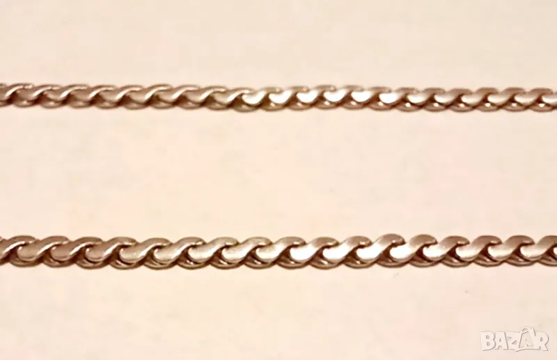 Сребърен синджир с овална плътна плетка, снимка 1