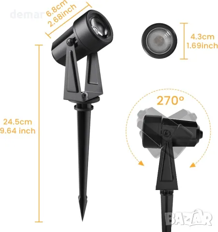 Градински лампи Pogestrand, 28/32 метра, 8 броя, LED пейзажни прожектори, 27V, 3000K, IP65, снимка 5 - Лед осветление - 49880365