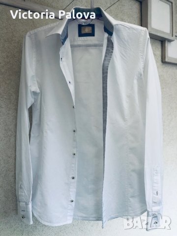 Класическа бяла риза Q1,гладък памук, снимка 2 - Ризи - 28695871