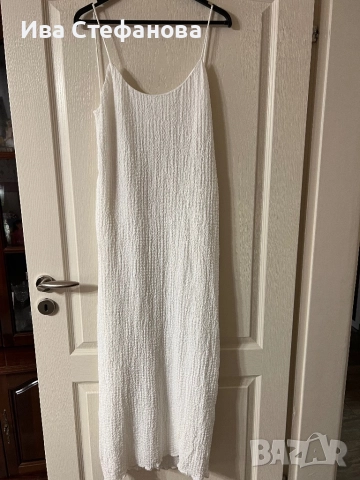 Нова дълга миди дължина елегантна  бяла еластична структурна рокля за всеки повод , снимка 5 - Рокли - 47364145