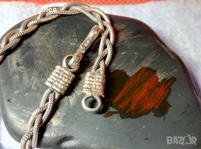 РЕТРО АРТ ПЛЕТКА СРЕБЪРНА ГРИВНА СРЕБРО ВИСОКА ПРОБА с ЩЕМПЕЛ на БИЖУТЕРА Стара РЪЧНА РАБОТА 48642, снимка 5 - Антикварни и старинни предмети - 48492812