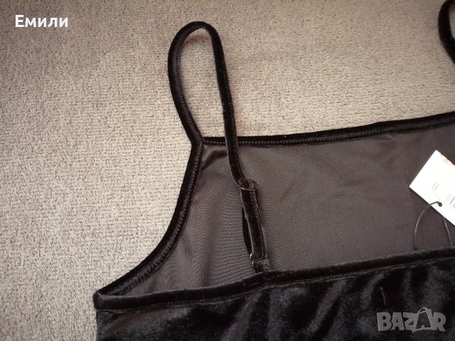 Нова къса дамска еластична кадифена рокля в черен цвят р-р S, M, L, снимка 11 - Рокли - 43931544