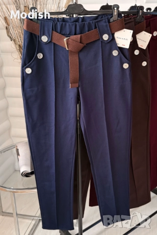 Елегантен дамски панталон с копчета и колан 7063, снимка 5 - Панталони - 52882489