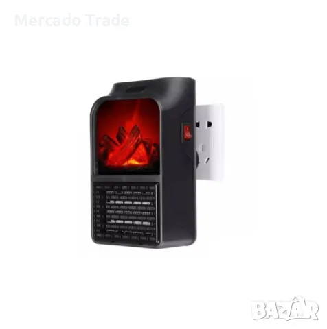 Мини декоративна печка за контакт Mercado Trade, 1000W, Черна, снимка 2 - Отоплителни печки - 48970324