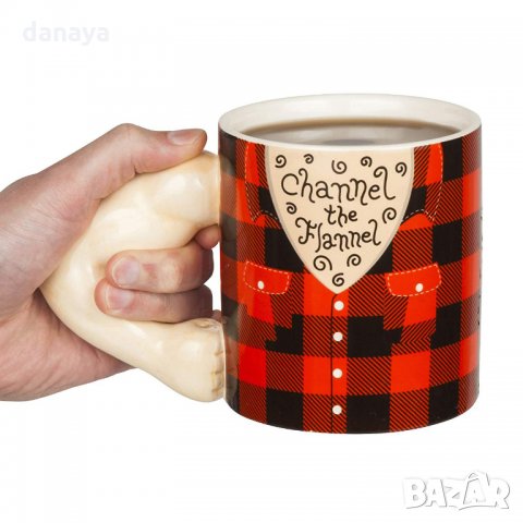 1319 Голяма керамична чаша Channel the Flannel подарък за фитнес фен 700ml, снимка 2 - Чаши - 27728642