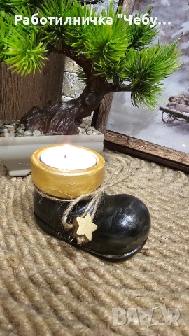 Свещник Коледно ботушче, снимка 3 - Коледни подаръци - 51538506