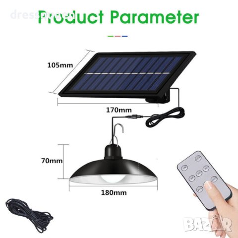 3956 Висяща соларна лампа тип полилей със соларен панел , снимка 12 - Соларни лампи - 43949831