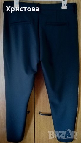 Черен елегантен панталон с кант, XL, снимка 2 - Панталони - 32542768