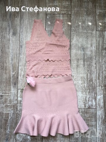 Нов елегантен сет комплект от две части костюм пола и топ пепел от рози , снимка 5 - Комплекти - 39972452