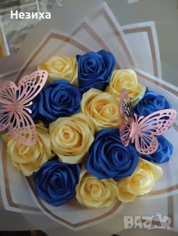 Букети от сатенени рози ., снимка 6 - Изкуствени цветя - 47850156